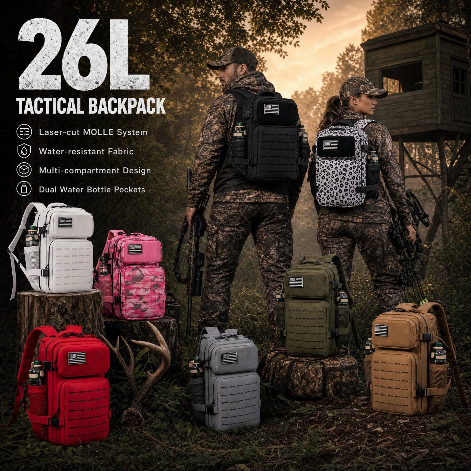 Rucksack Military Style - 26L Tactical Hunting Backpack for Men