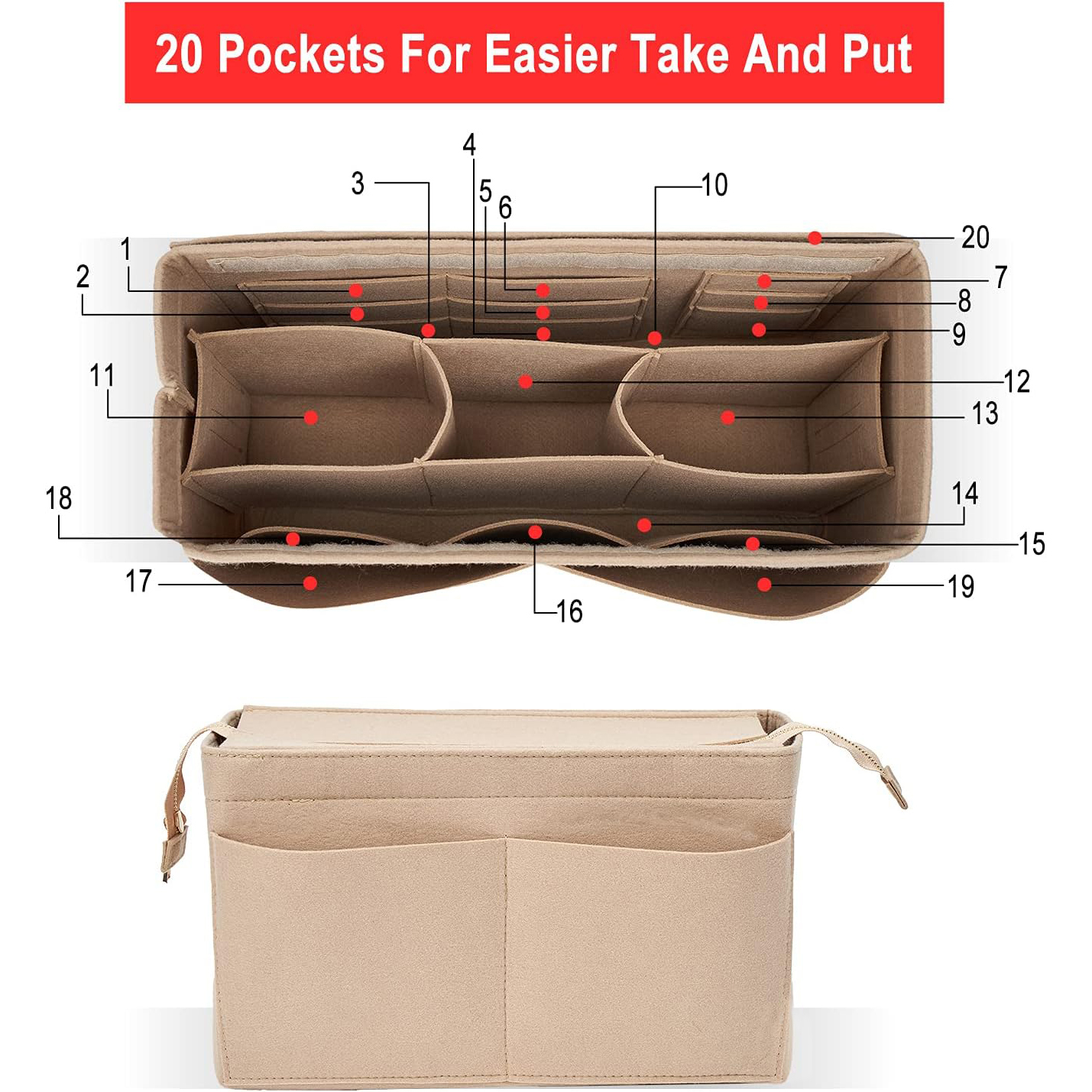 Felt Purse Organizer Insert On - Backpack Insert Organizer incelemesi ve fiyatı