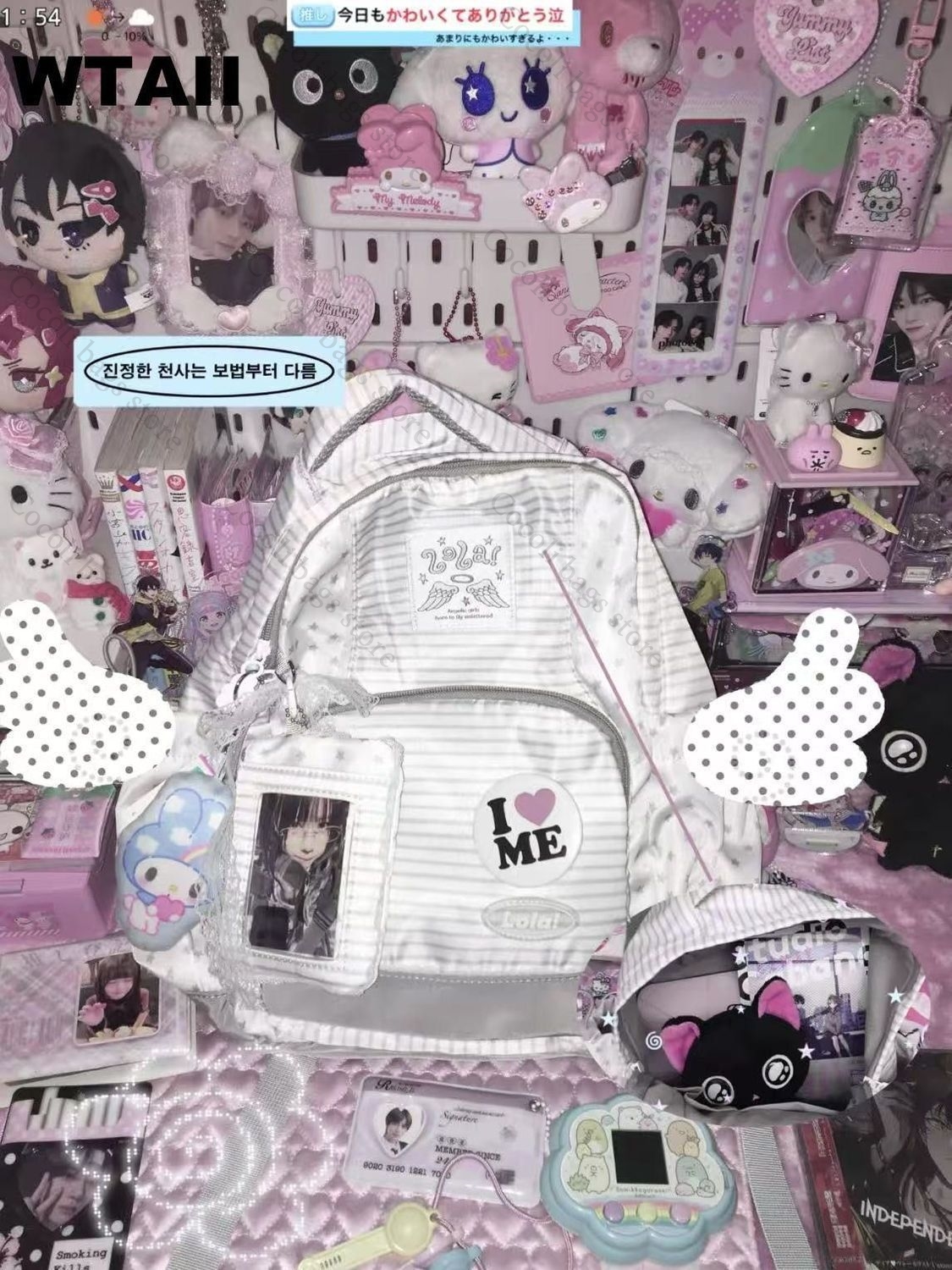 Fashion Striped Dot Decor Back - Canvas Backpack Casual incelemesi ve fiyatı