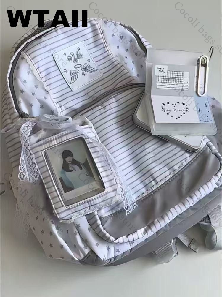Fashion Striped Dot Decor Back - Canvas Backpack Casual incelemesi ve fiyatı