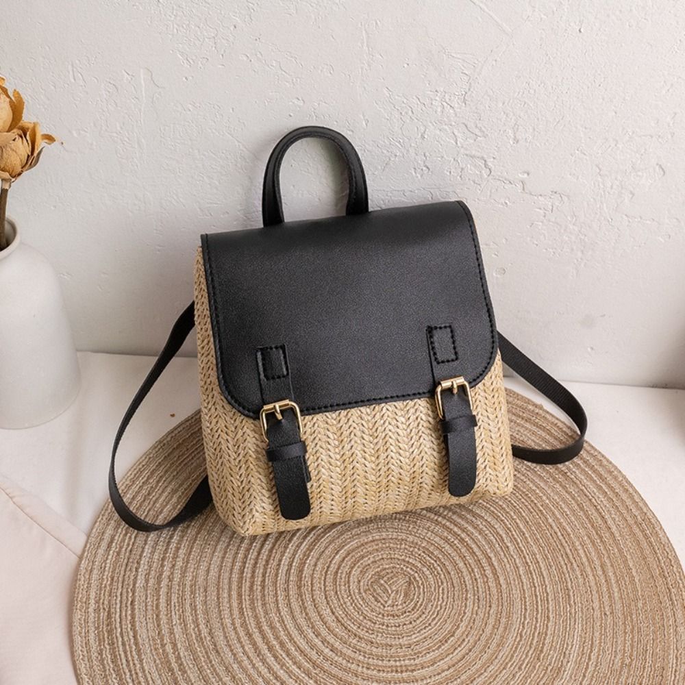 Versatile Bag PU Leather Straw - Leather Backpack Vintage incelemesi ve fiyatı