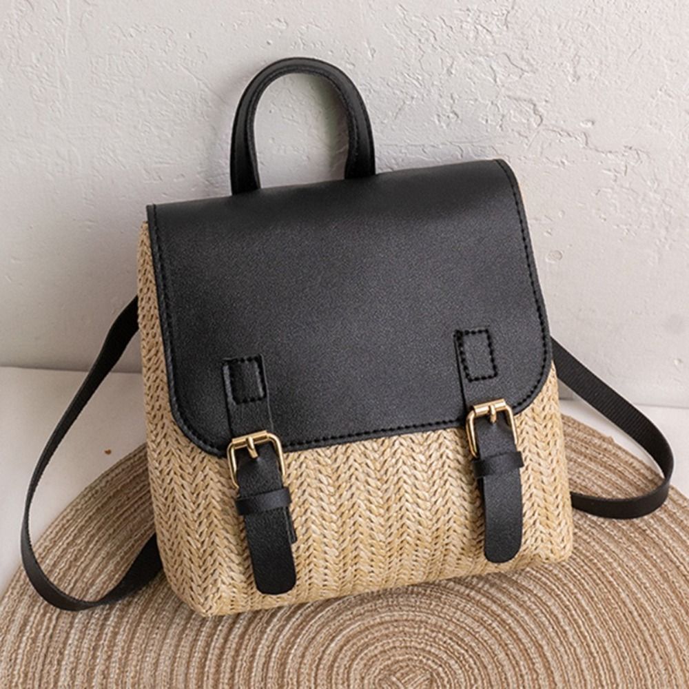 Versatile Bag PU Leather Straw - Leather Backpack Vintage incelemesi ve fiyatı