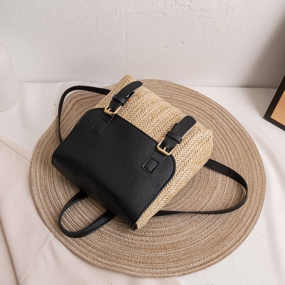 Trend PU Leather Straw Backpac - Leather Backpack Vintage incelemesi ve fiyatı
