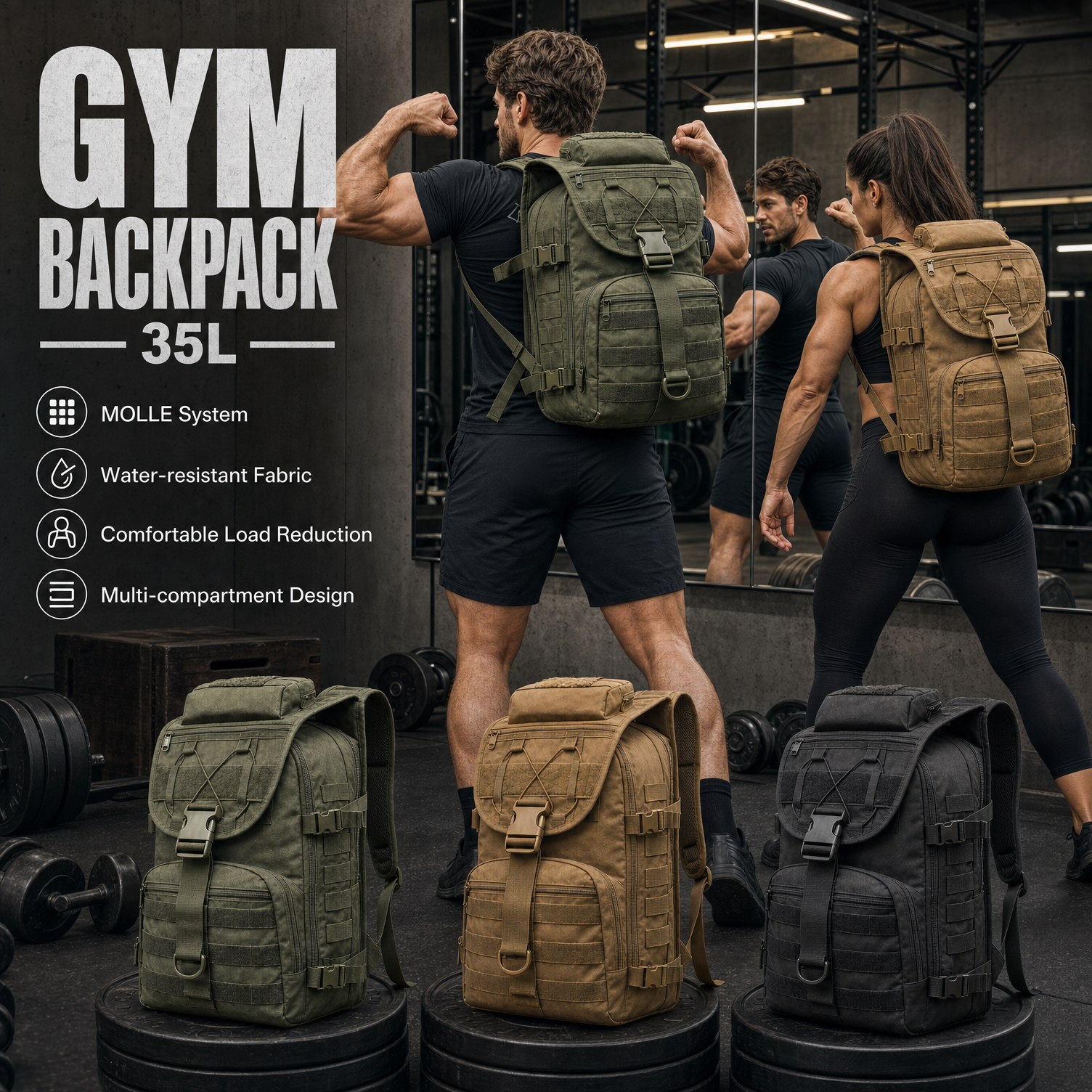 35L Gym Training Backpack for  - Rucksack Military Style incelemesi ve fiyatı