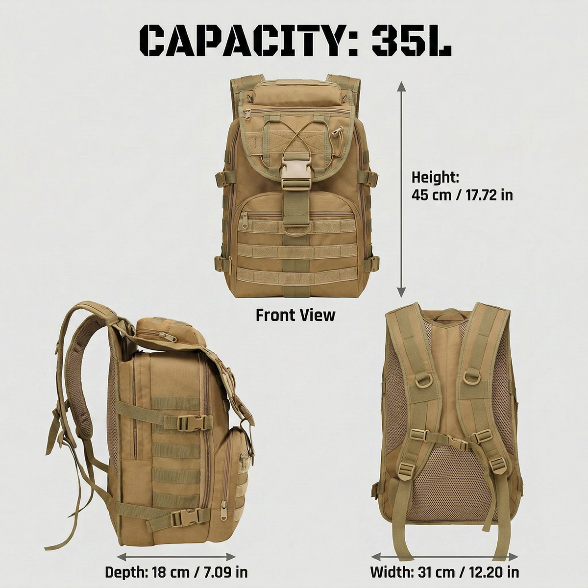 35L Gym Training Backpack for  - Rucksack Military Style incelemesi ve fiyatı