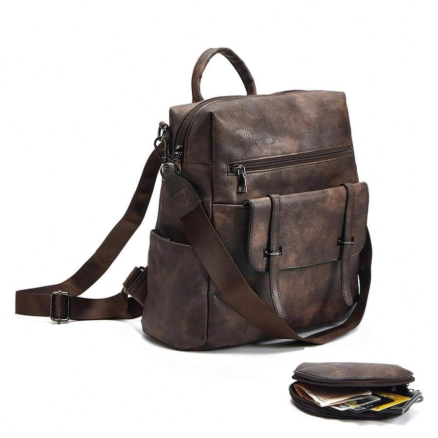 Women Fashion Vintage Brown PU - Laptop Backpack 15.6 incelemesi ve fiyatı