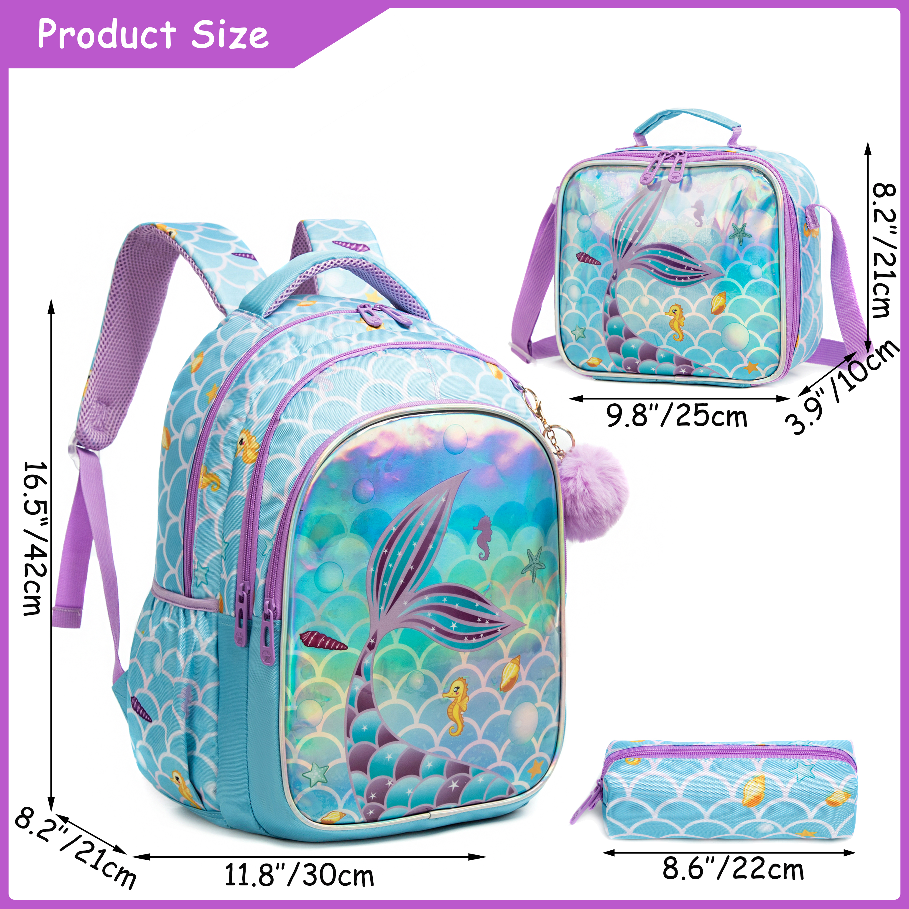 Meetbelify Cute  Blue Mermaid  - School Backpack Teen incelemesi ve fiyatı