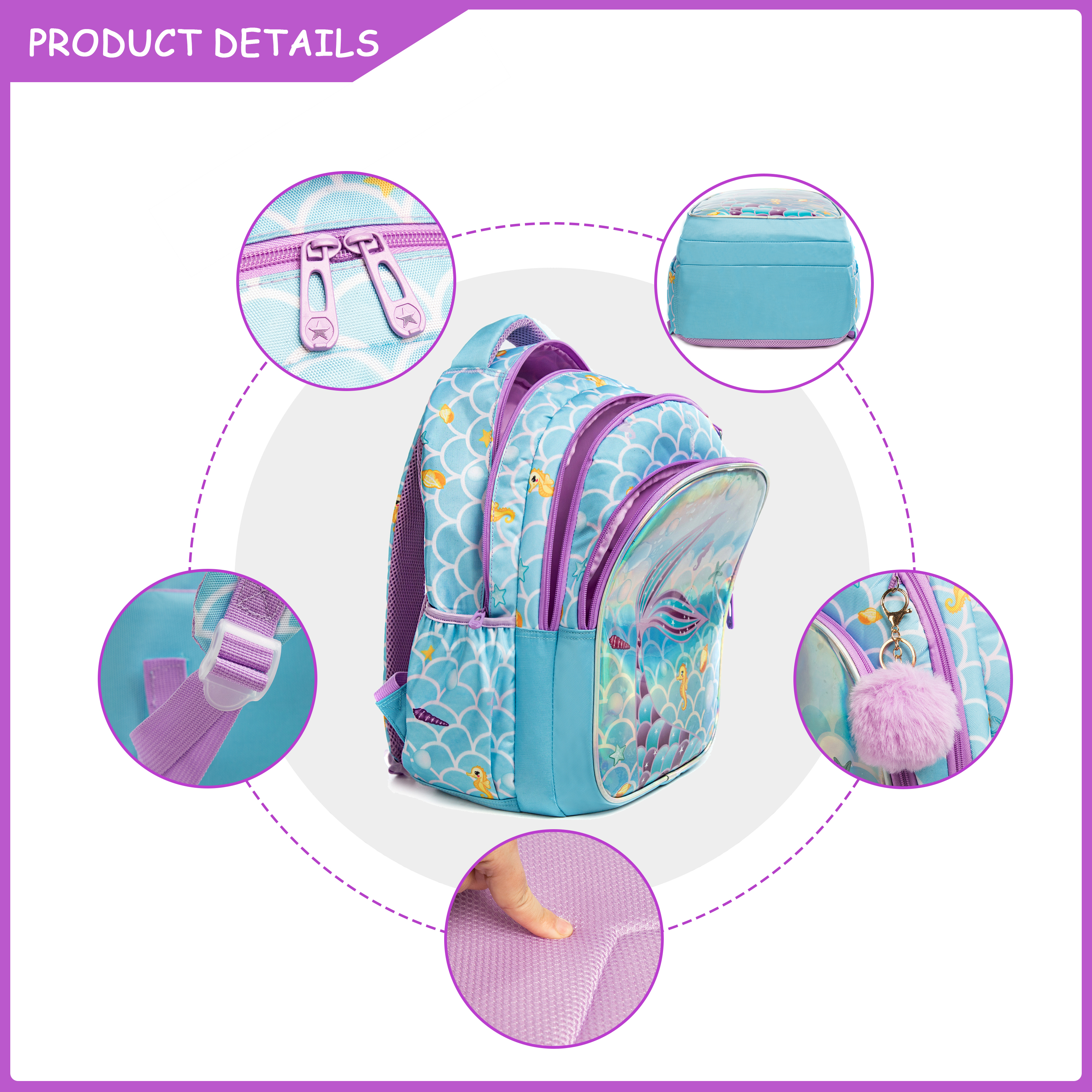 Meetbelify Cute  Blue Mermaid  - School Backpack Teen incelemesi ve fiyatı